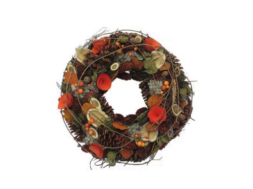Picture of Autumn Log & Rose Wreath